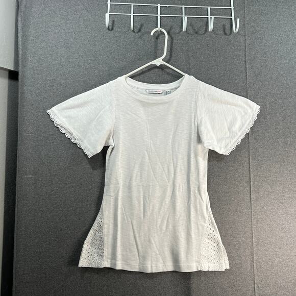Isaac Mizrahi Live! Slub Jersey Top with Eyelet Insets Bright White, X-Small - Picture 1 of 10